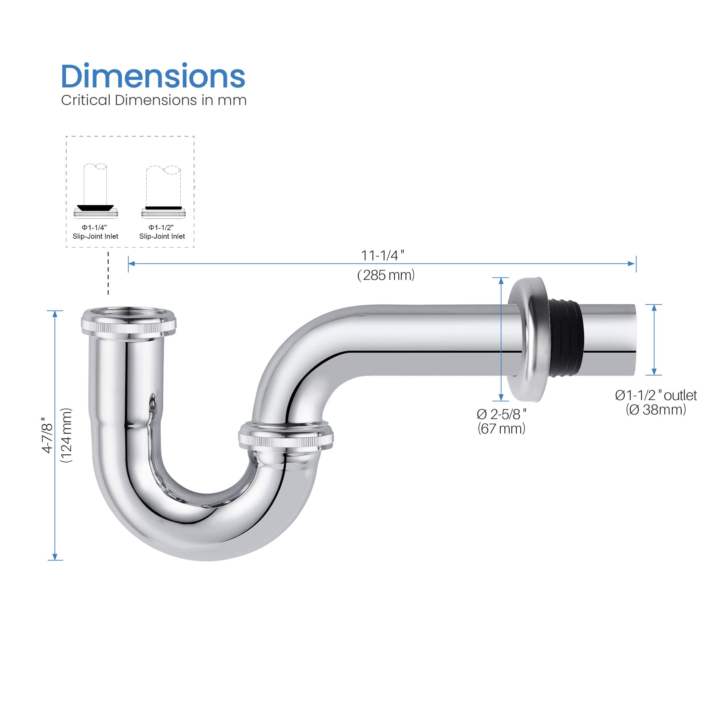1-1/2" P-Trap - Chrome