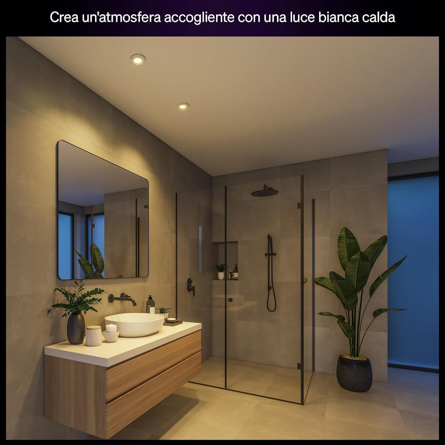 Philips Hue White Ambiance Adore, Faretto LED Smart da incasso, luce da bagno dimmerabile, Rotondo, Bianco, 3x4.2W, Telecomando Dimmer Switch incluso