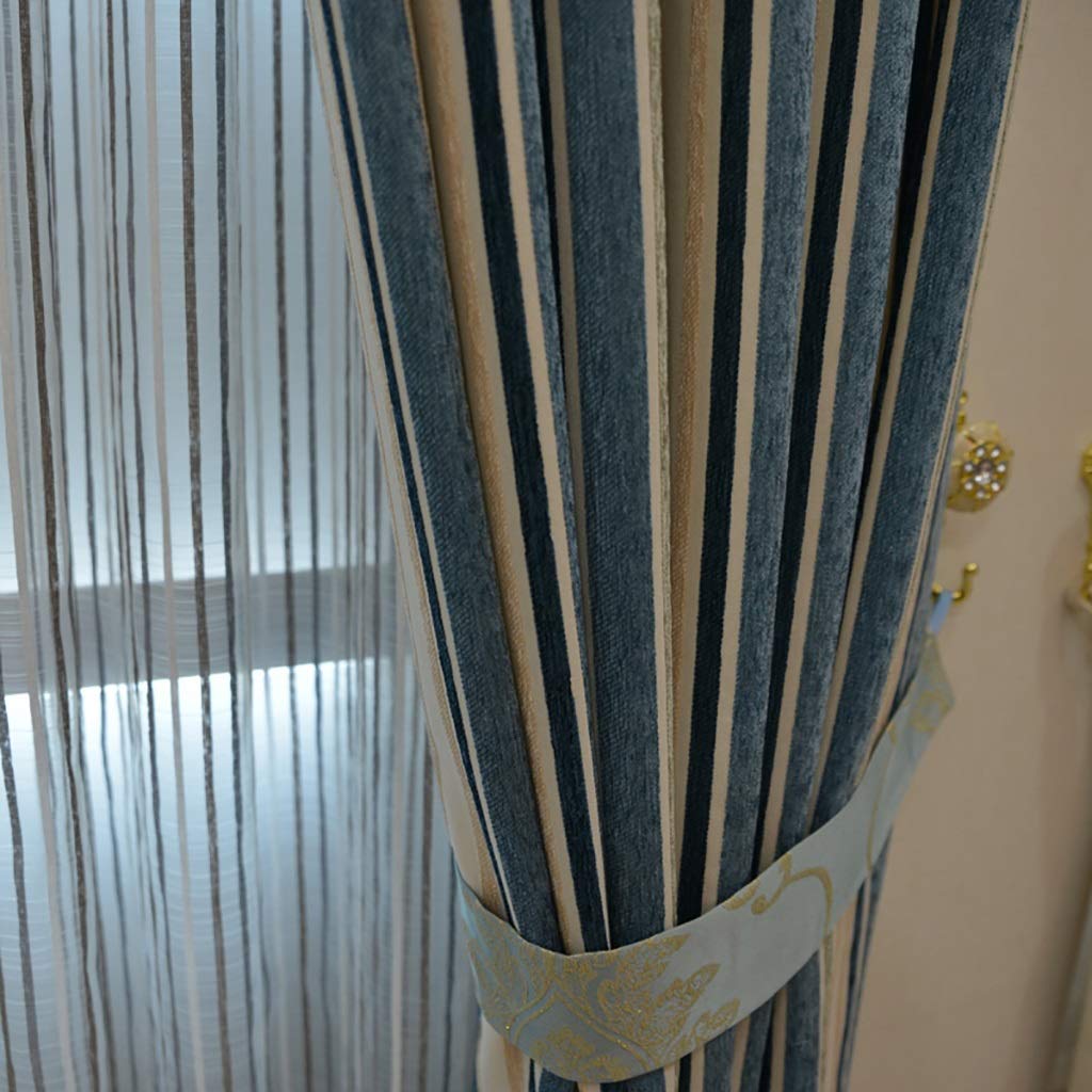 XUEPING Yarn weave Chenille curtain Simple and modern High grade Children's curtain Boy bay window Sound insulation Shade curtain Finished product (Size : W130×H180)