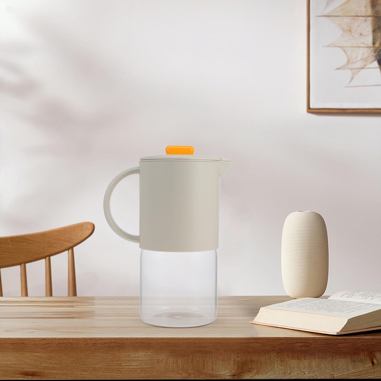 Jarra de Agua Grande con Tapa Automática Capacidad Amplia para Jugos y Bebidas Frías Resistente y Fácil de Limpiar para Hogar y Fiestas