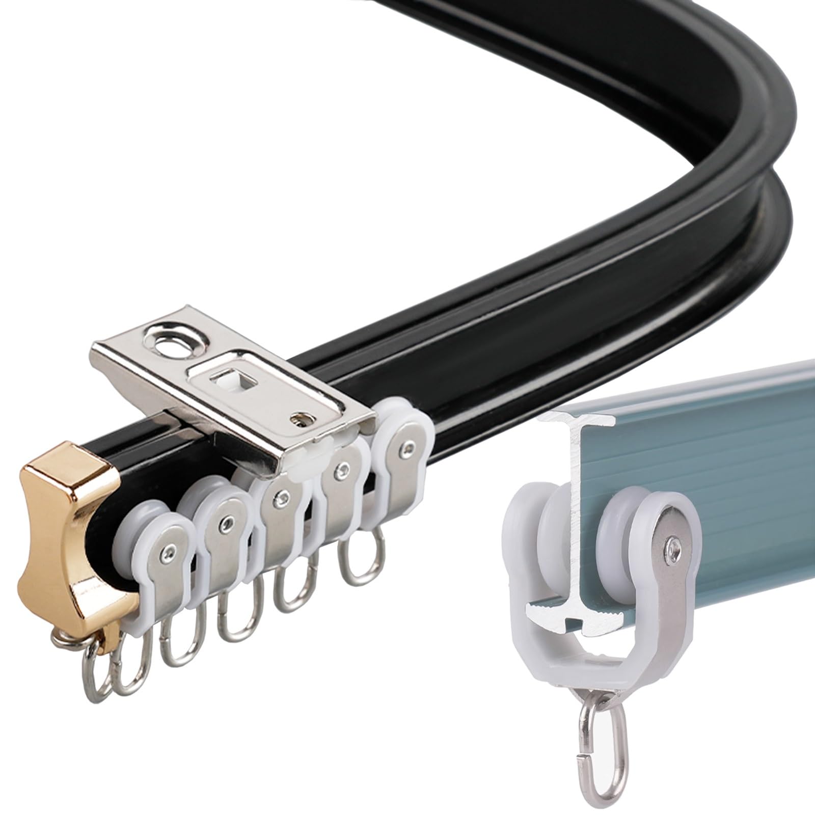 Ceiling Curtain Track Bendable And Straight Wall Curtain Track, Flexible Curved Aluminum Heavy Duty with Silent Pulley