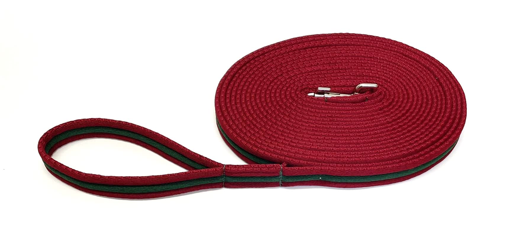 Horse Lunge Line/Large Dog Training Walking Lead Leash 25mm Padded Air Webbing Strong Very Soft Durable (30ft, 9 Metres) (Burgundy/Forest Green) โ image 1