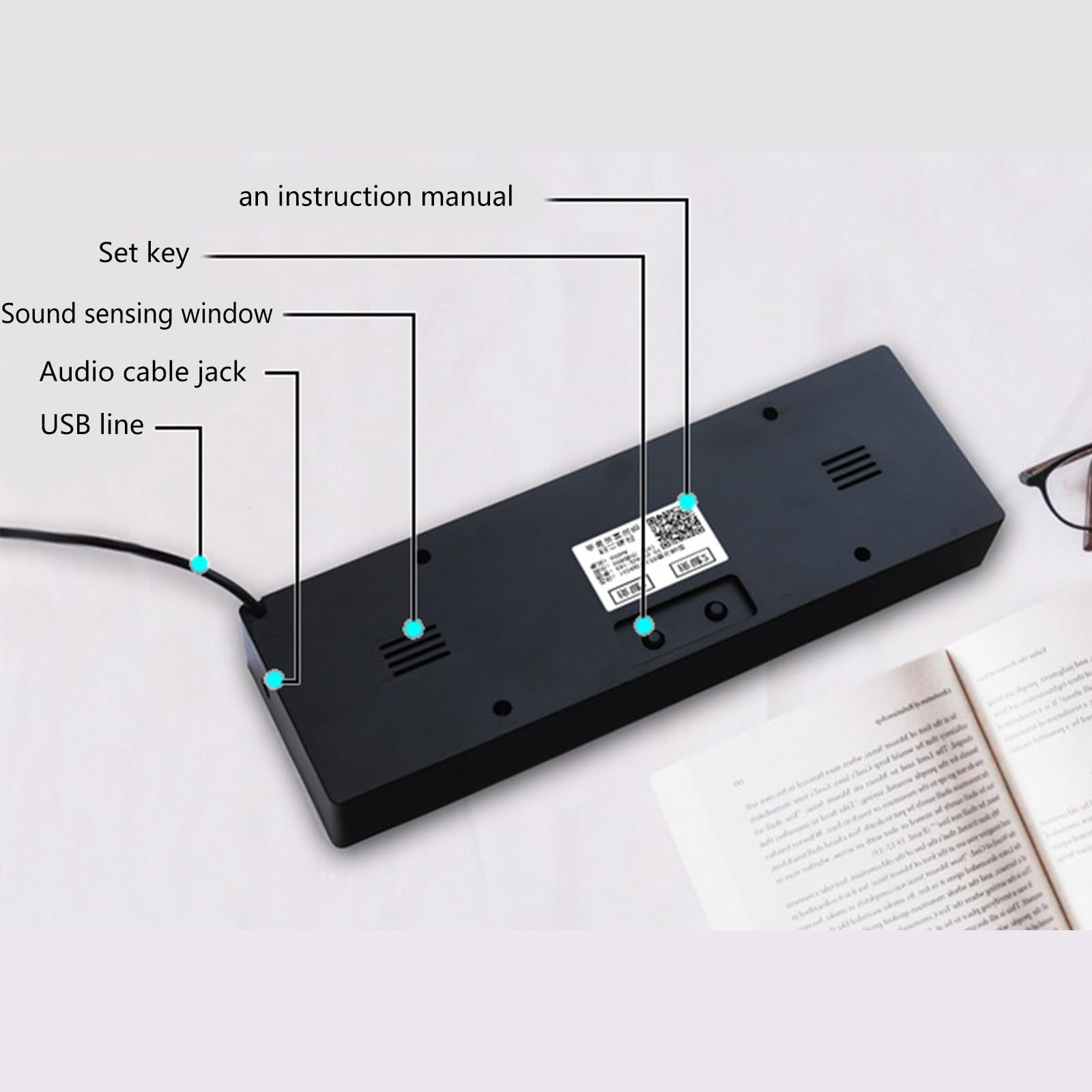 Spectre musical LED coloré Affichage 1624 Segment Rhythm Light Display Light Control Voice Control With Clock Display