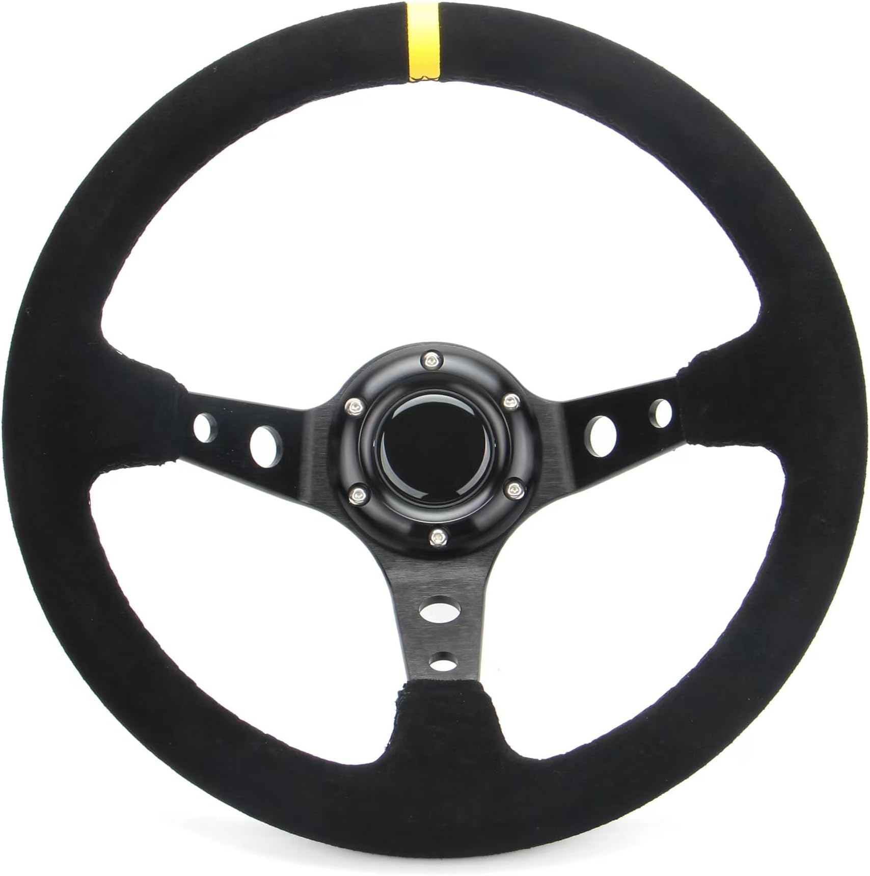 Volant De Course à 6 Boulons En Daim Noir, Universel, 14