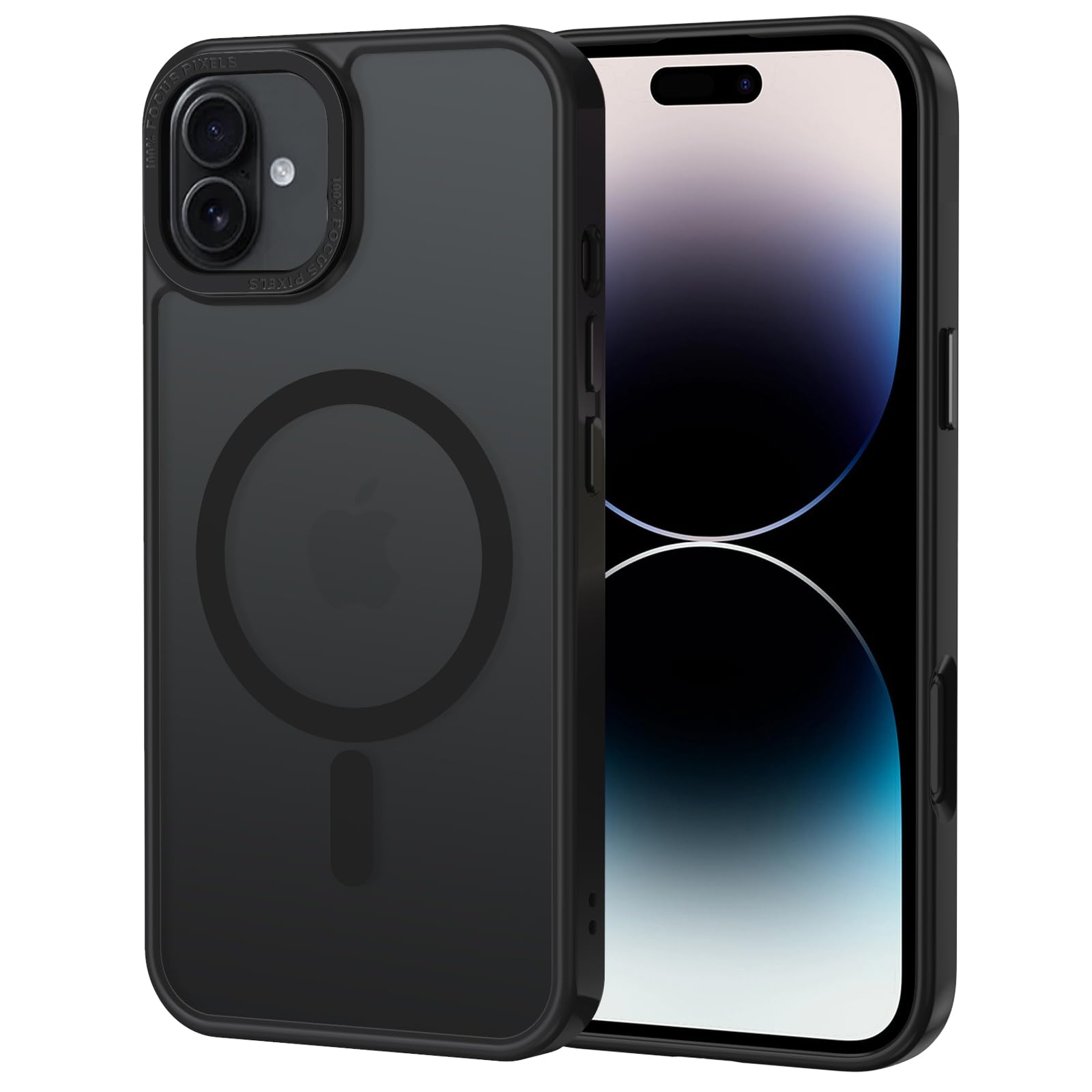 XTCASE Cover Magnetica per iPhone 16 [Compatibile con MagSafe], Custodia Traslucida Opaca Posteriore Resistente ai graffi TPU Bumper Antiurto Sottile Protettiva Case, Nero