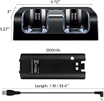 OSTENT Charger Dock Station + 2 Battery Packs Compatible for Nintendo Wii Remote Controller Color Black