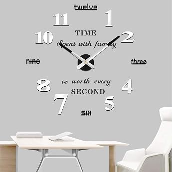 Vangold Modern Mute DIY Large Wall Clock 3D Sticker Home Office Decor Gift