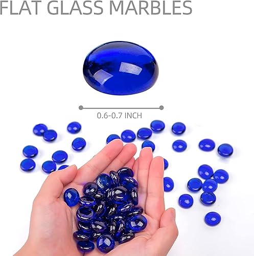 Miniatura 2 de FUTUREPLUSX Mármoles de vidrio plano azul de 1 libra, rocas de acuario azul oscuro de primera calidad, piedras de grava, piedras a granel, cuentas