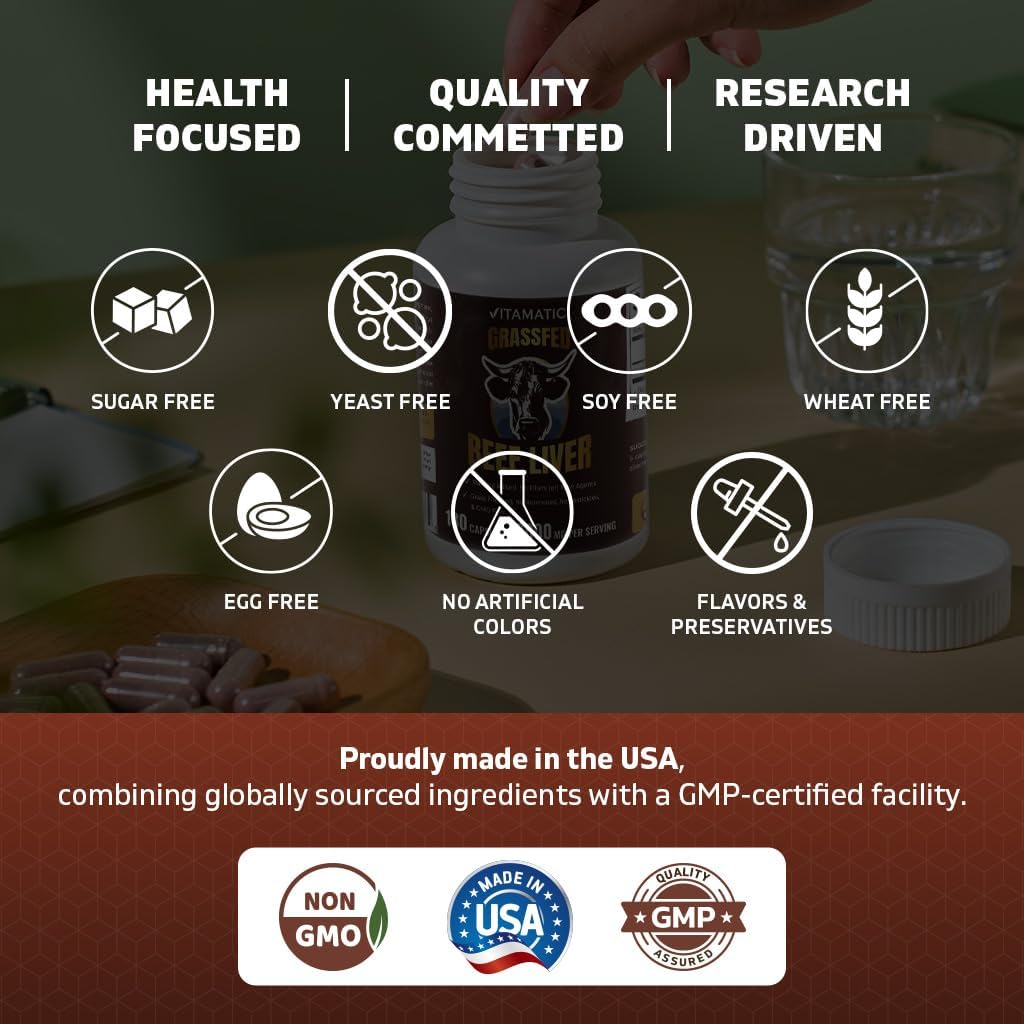 Vitamatic Grass-Fed Beef Kidney 180 Capsules – Freeze-Dried, Non-GMO, Bovine Liver Supplement – Pasture-Raised, Glandular-Based Formula - Image 7