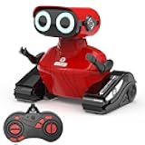 GILOBABY Robot Toys, Remote Control Robot Toy, RC Robots for Kids with LED Eyes, Flexible Head & Arms, Dance Moves and Music, Birthday Gifts for Girls Ages 3+ Years (Red)