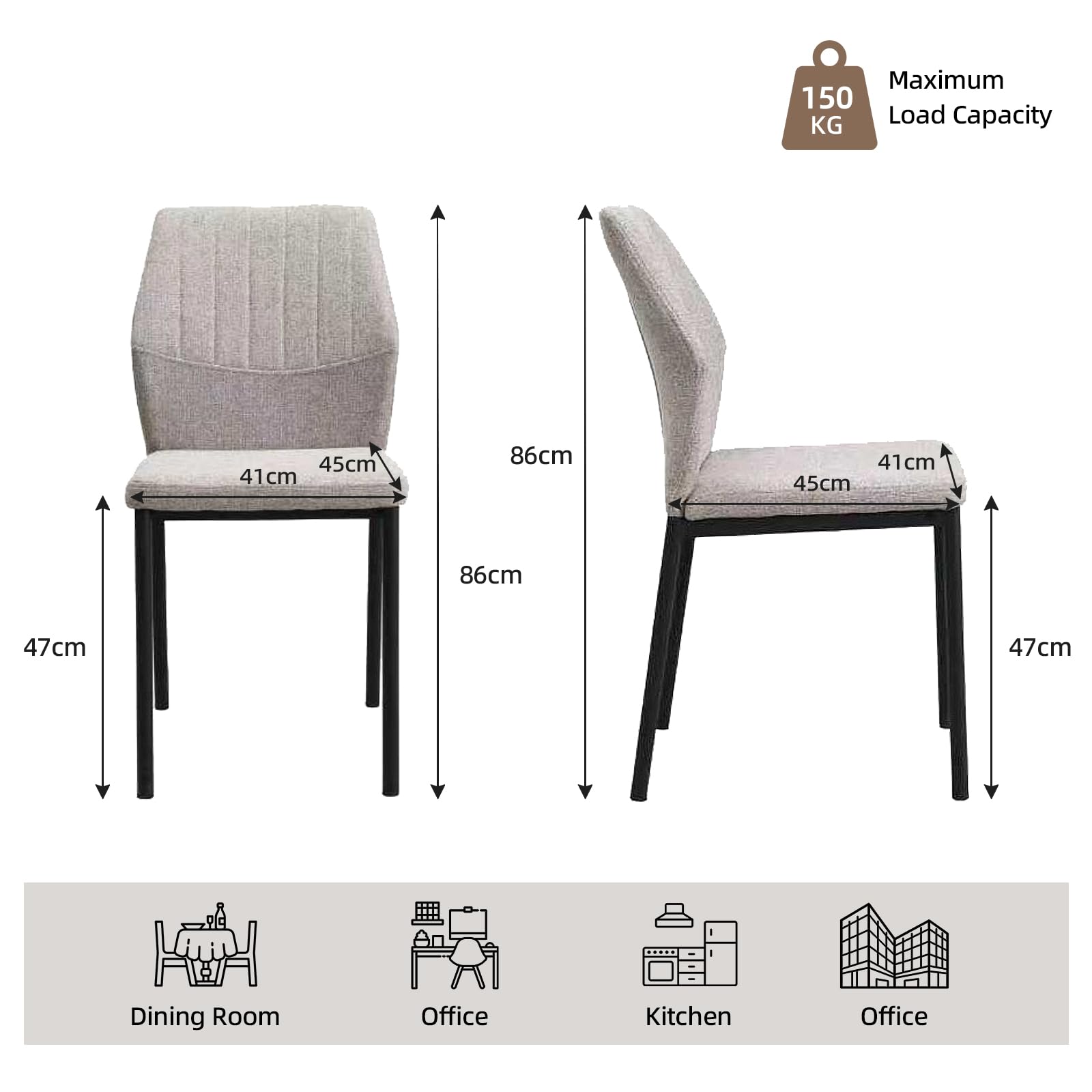 Esszimmerstühle Beige 2er Set, Küchenstuhl, Polsterstuhl Stühle, Esszimmer Beige Sitzfläche aus Polyester, für Esszimmer, Wohnzimmer, Schlafzimmer