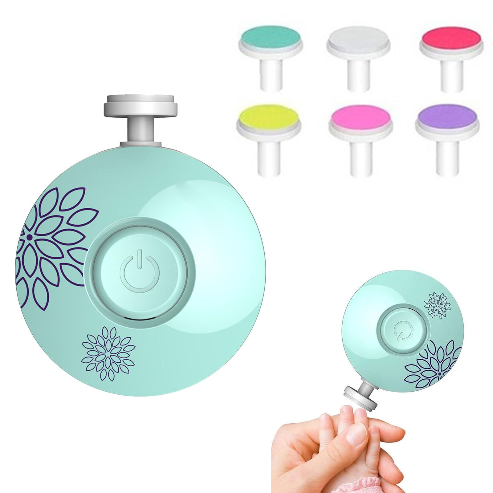 Lima de Uñas para Niños,Lima de Uñas Eléctrica para Niños,Lima Electrica Uñas Bebe,6 en 1 Cortauñas Eléctrica,Cabezales de Pulido Reemplazables,Bajo Ruido,Cortadores de Uñas para Niños y Adultos,Verde