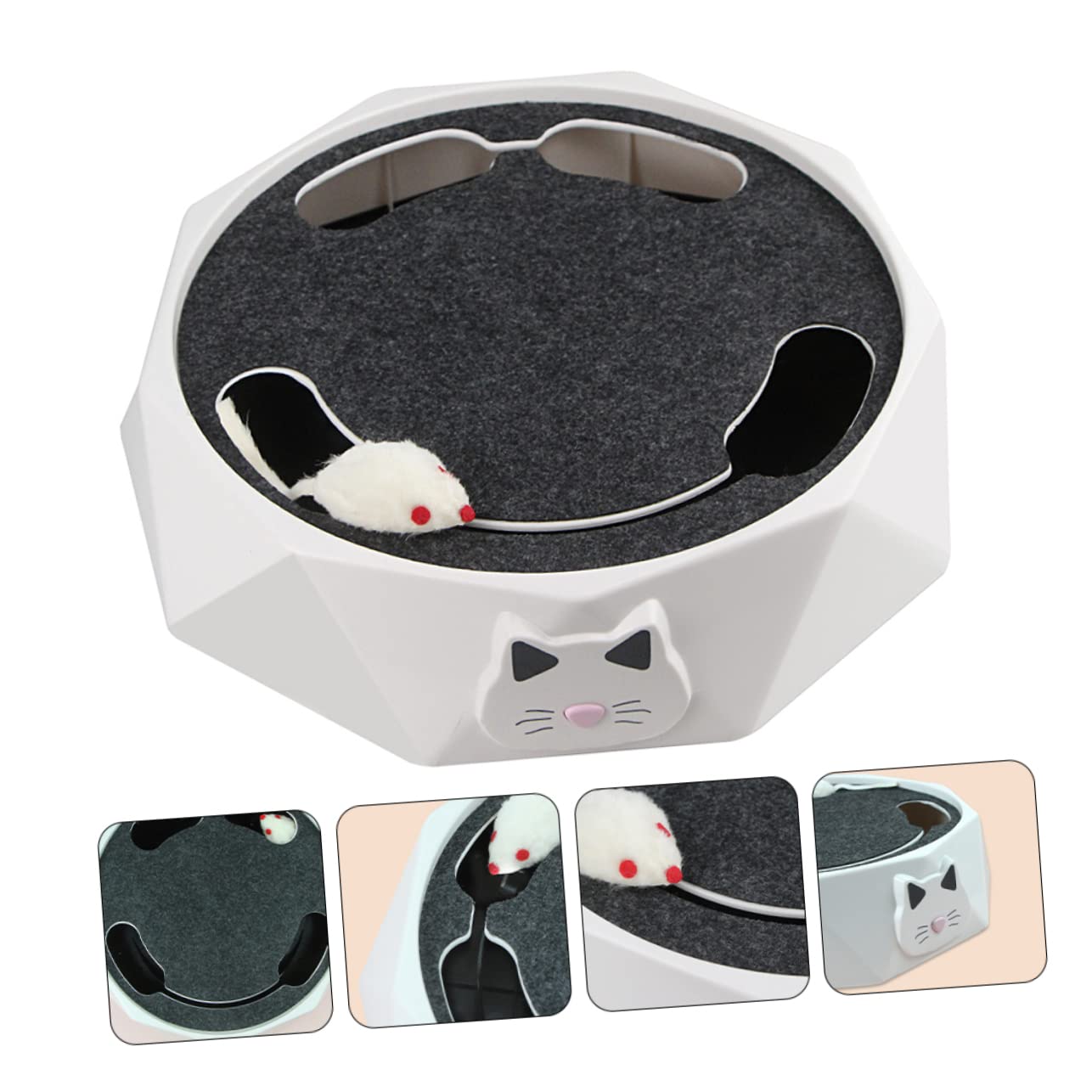 COLLBATH Jouet Électrique pour Chat Souris Électronique à Cache-Cache | Abs Blanc, 3 Piles Aa Incluses, Action de Fouissage Portable, Expérience de Chasse Simulée