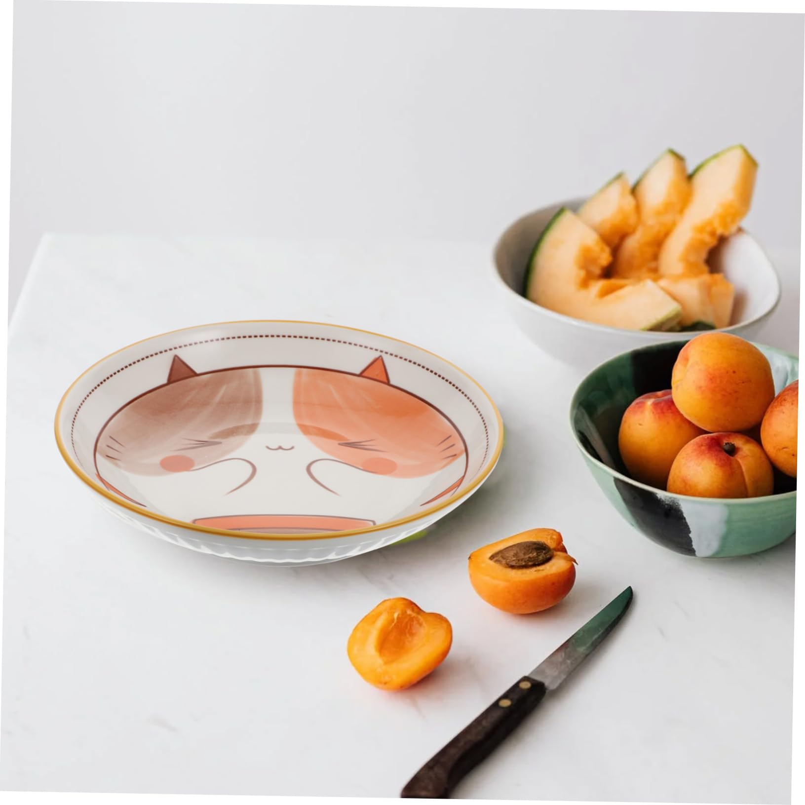 Assiettes En Verre Peint "chats Qui Jouent" (Opale Isis