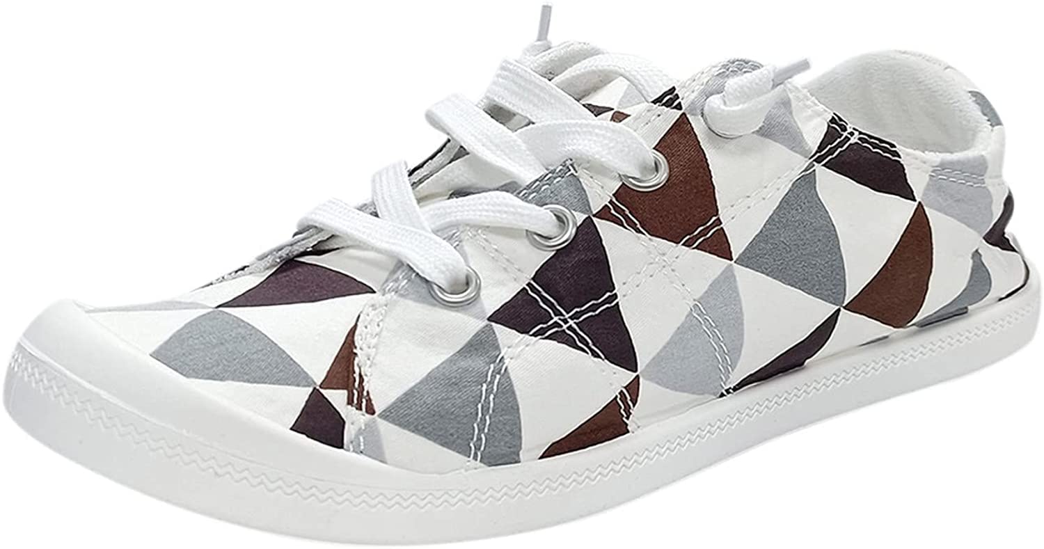 Ladies Color Soft Sole Massage Flat Fashion Casual Lace Up Casual Shoes Soft Sole Canvas Sneakers For Women Low Top