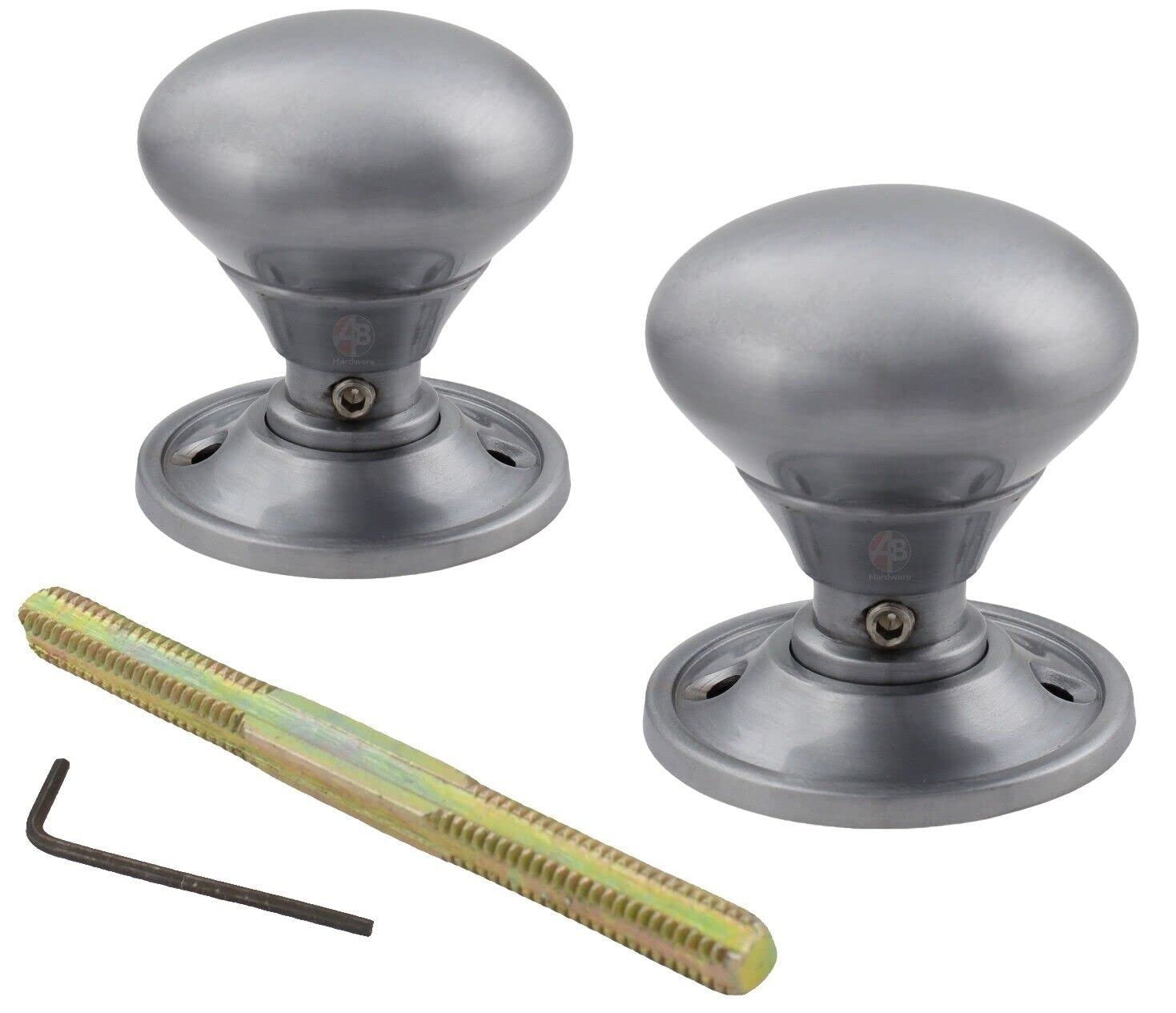 Ab Hardware Satin Chrome Door Knobs Rim Mortice Cottage Mushroom Internal Pair Pairs Set New