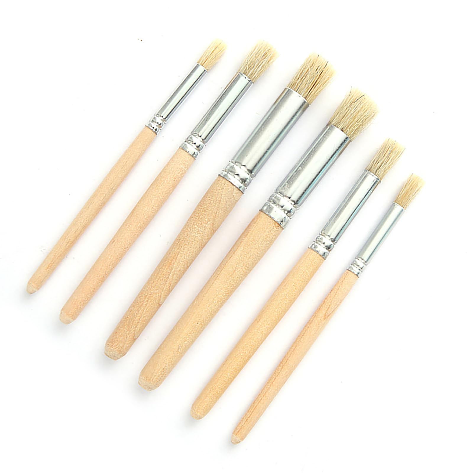 Juego de 6 Pinceles de Madera para esténcil, Pinceles para Pintura acrílica, Kit de Manualidades para óleo, Acuarela y Lienzo.