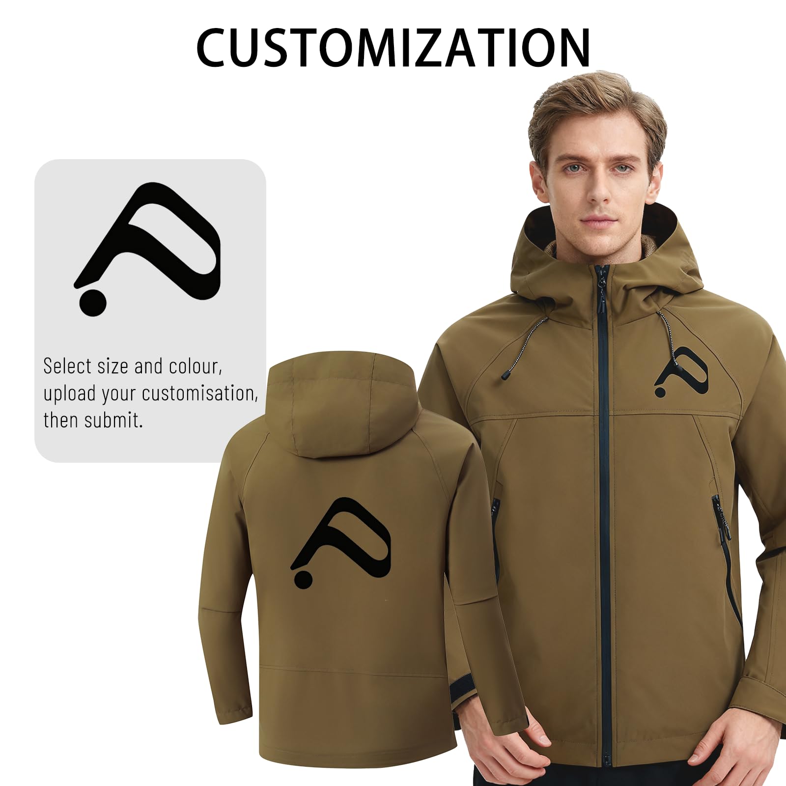 Veste à capuche légère et coupe-vent pour homme avec impression personnalisée