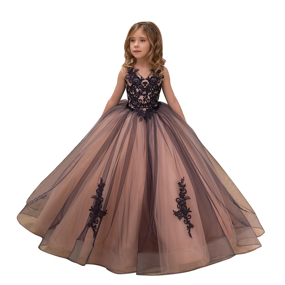 Aibaowedding Princesa Vestido De Baile Con Bordados Encaje Vestido De Niña De Flores Damas De Honor Elegante Noche Para Celebraciones Vestido De Fiesta