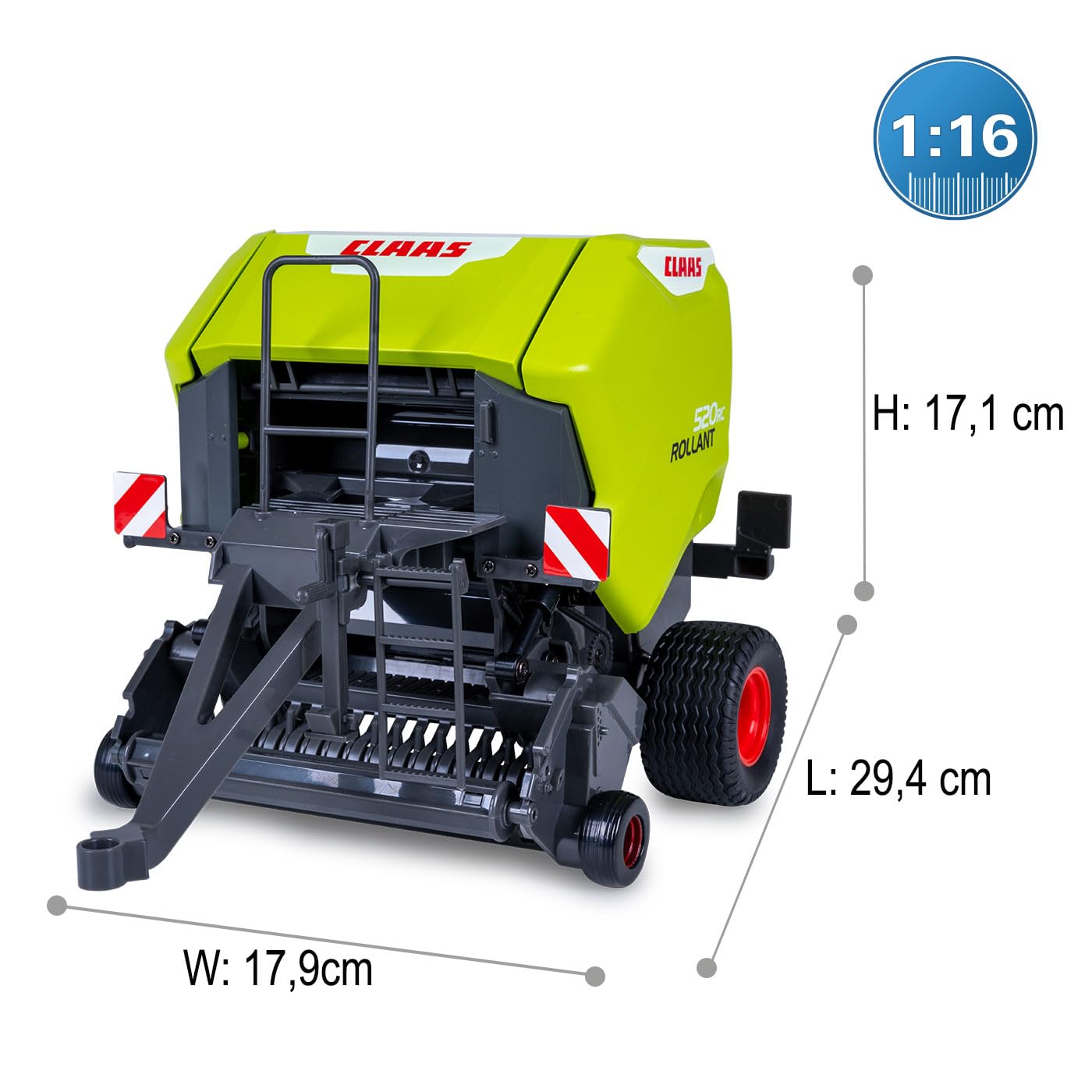 JAMARA 405237 Claas Rollant 520 Rotopressa per trattore RC 1:16 - Accessori agricoli, idea regalo per bambini, carico e scarico, segmenti rotanti manualmente