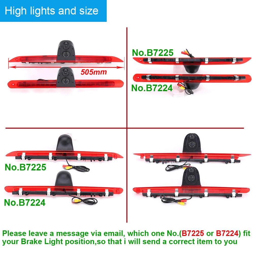 HD Auto IP68 1280 pikseli Transporter światło hamowania dach widok z tyłu kamera cofania podwójny obiektyw z regulacją kąta kompatybilna z Mercedes Benz Vito/Tourer/Mixto/Panel VanKasten/V-Klasse Rise
