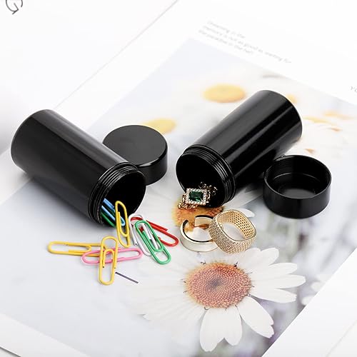 Miniatura 6 de Dicunoy Paquete de 6 tarros de almacenamiento pequeños, recipientes de 2 onzas con tapas, recipientes de metal portátiles impermeables, latas de