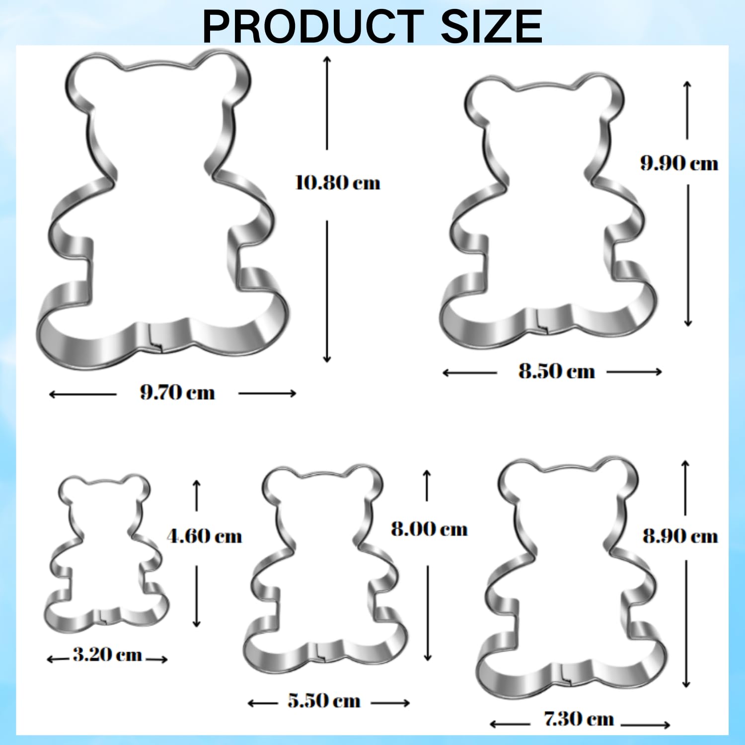 Bären-Ausstechformen Set – 5-teilig Aus Edelstahl (4,6–10,8 Cm), Spülmaschinenfest, Für Kekse, Kuchen & Deko