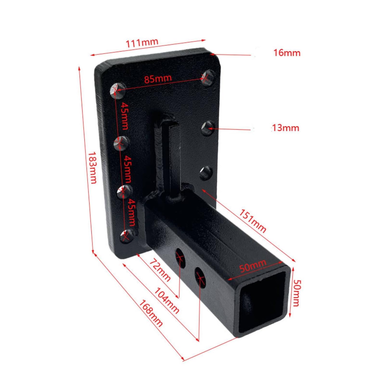Enganche Remolque Vehiculo Bracket, Estilo Industrial De Alta Resistencia, Diseñado para Remolque De Vehículos Todoterreno, con Base De Montaje Ajustable Y Acabado En Color Negro.