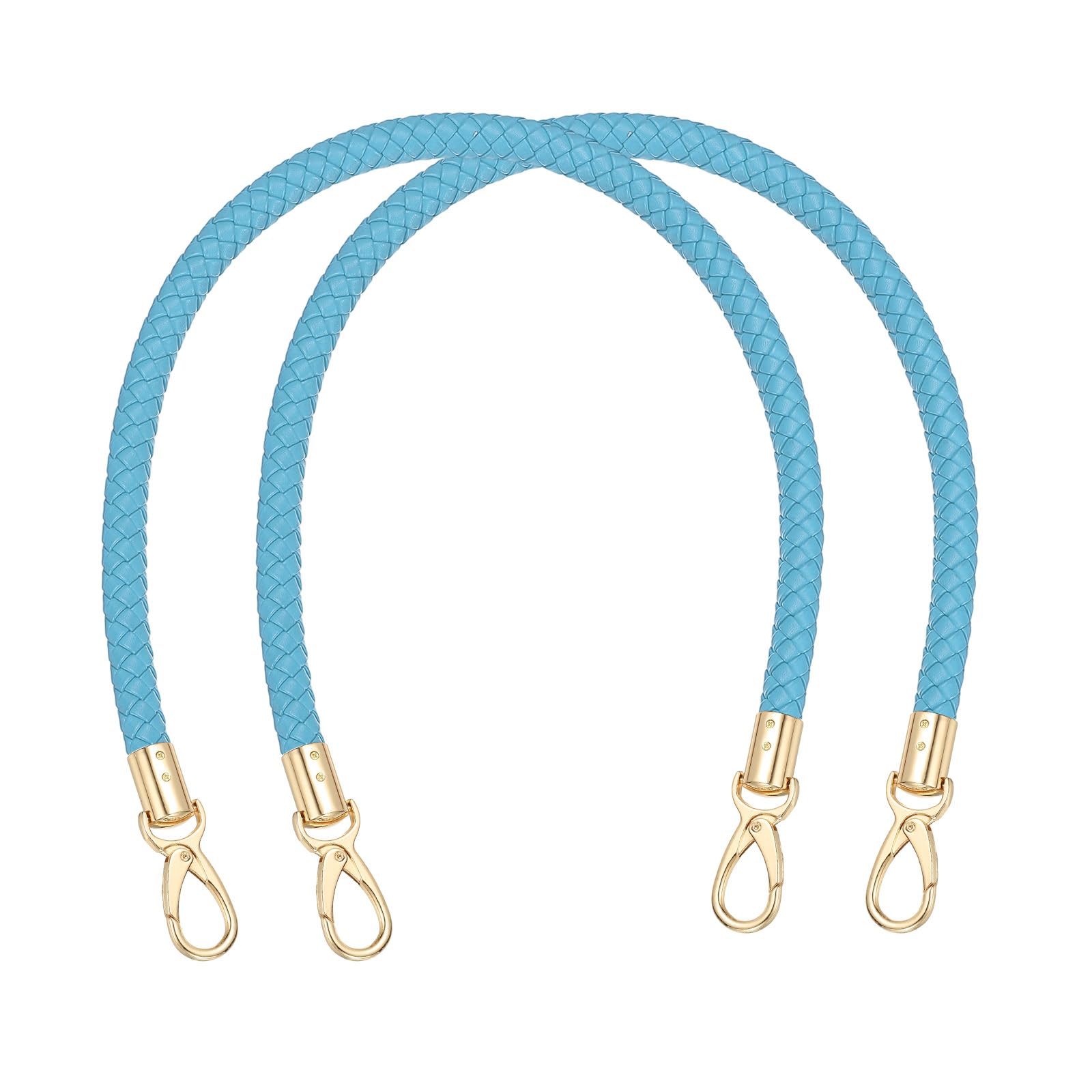 PATIKIL Braided Purse Straps 40cm / 15.7", 2 Pack PU Leather Handbag Handles Replacement with Gold Buckle for DIY Purse Handbag Tote Making Accessories, Sky Blue-image-6