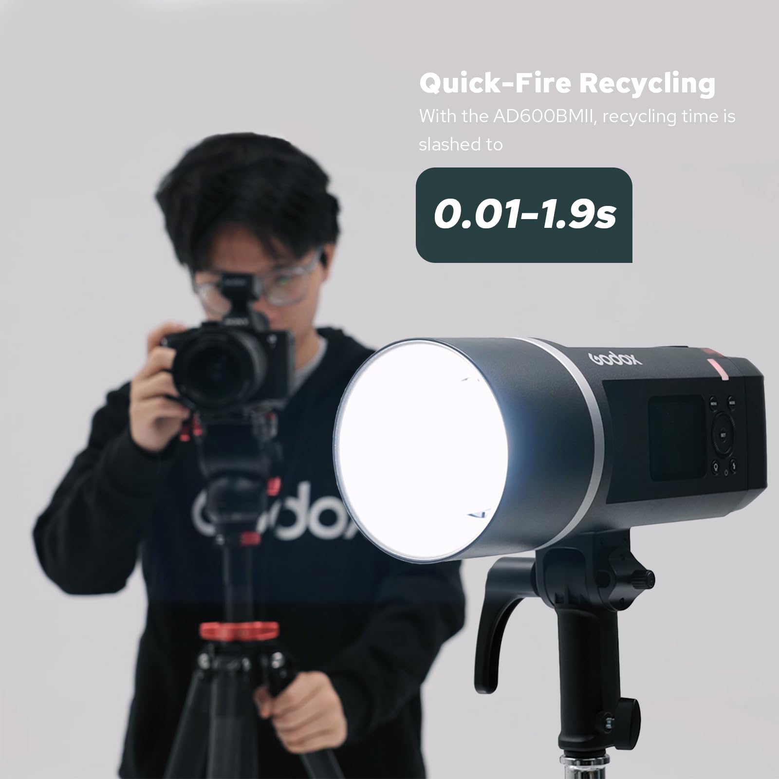 Godox AD600BM II Flash Strobe Extérieur, 600W Flash Portable AD600BMII 2.4G TTL 1/8000 HSS Monolight, 0.01-1.9s Recycle, 40W LED Modéling Lampe avec Rechargeable Batterie and Bowens Mount