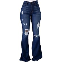 Vintage Bell Bottoms Flare Jeans for Women 90s High Waist Ripped Distressed Wide Leg High Rise Denim Pants