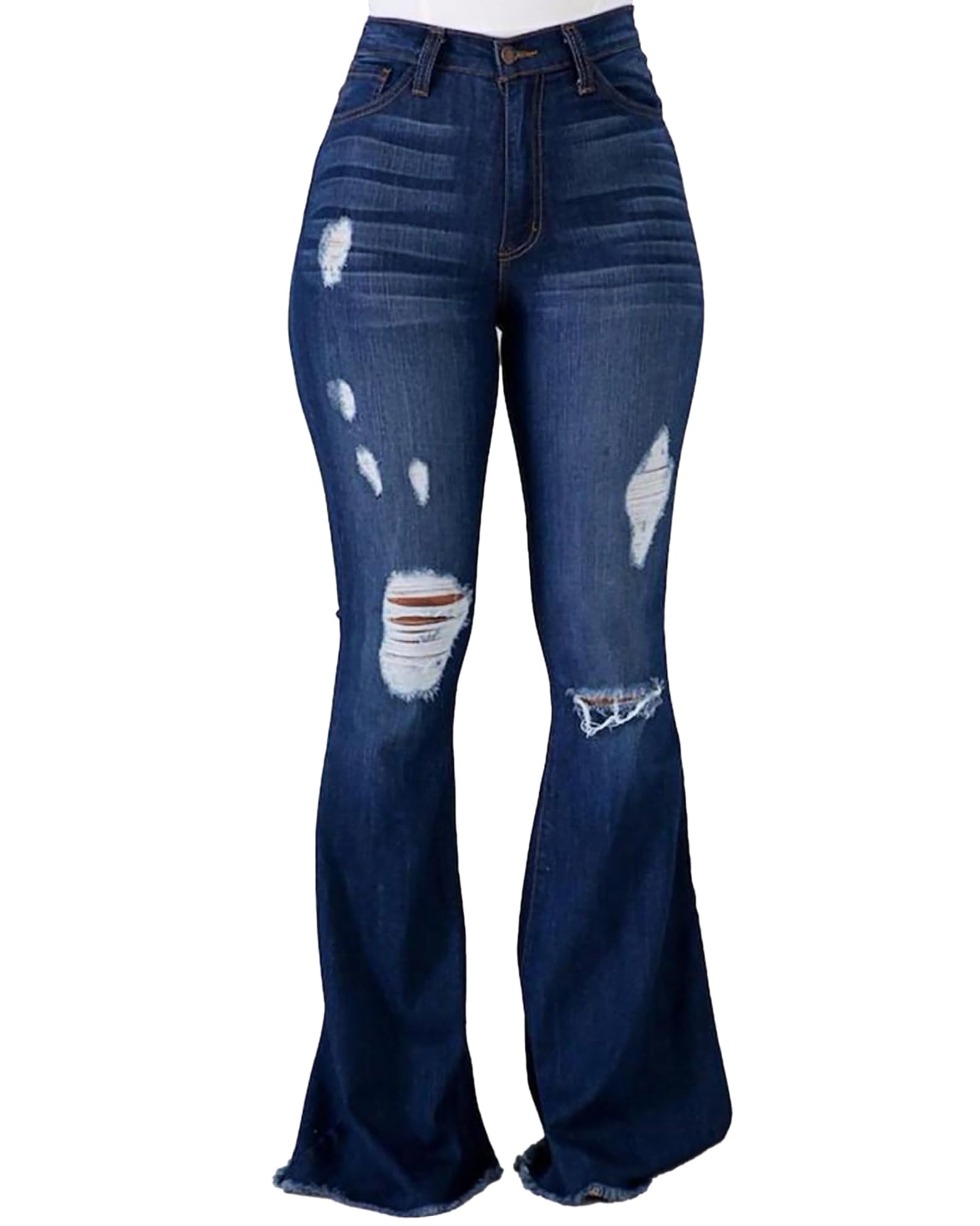 Vintage Bell Bottoms Flare Jeans for Women 90s High Waist Ripped Distressed Wide Leg High Rise Denim Pants