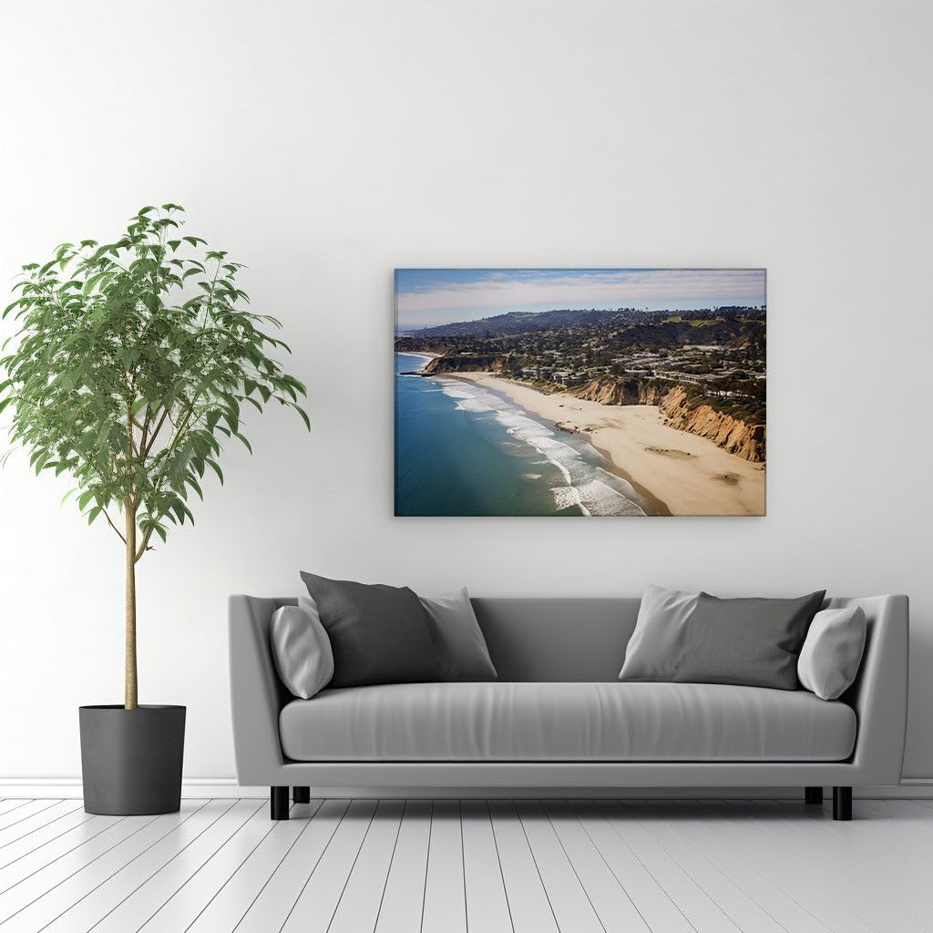 Canvas for Living room. Coastal Haven: Where Sand Meets Serenity and Cliffs Cradle Civilization, 27 x 18 inch Canvas Wall Art - Beach Sunsets And Sunrises - Modern Home Decor