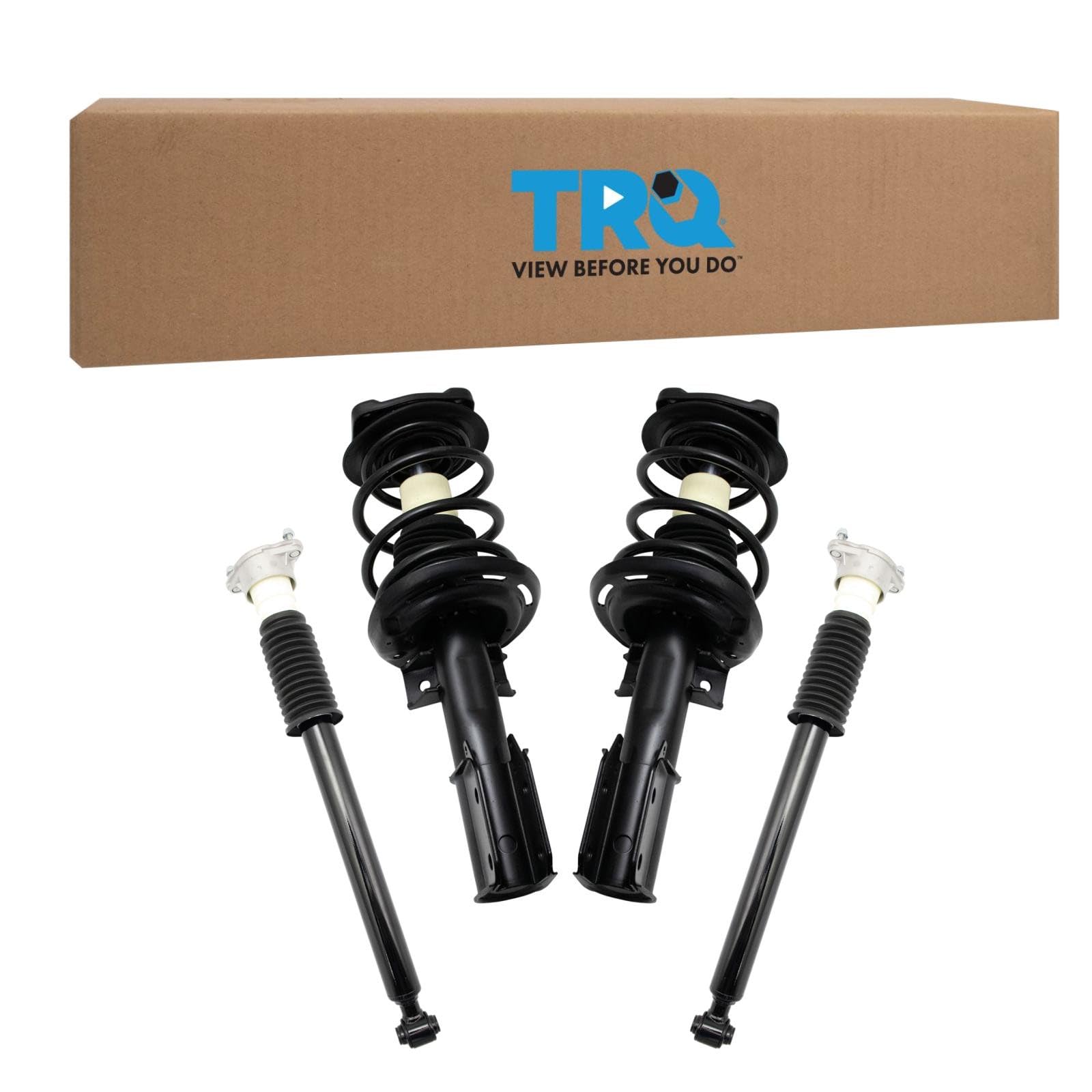 TRQ Front and Rear Complete Strut Assembly &amp; Shock Absorber Kit Complete Strut &amp; Coil Spring Assembly Compatible with 2008-2014 Mercedes-Benz C300 2012-2015 C350 4matic AWD