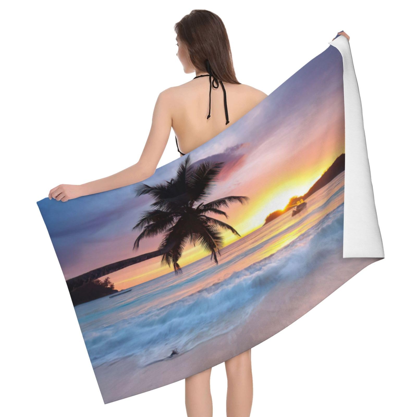 Serviette de bain microfibre avec palmier tropical, cadeau idéal pour mariage