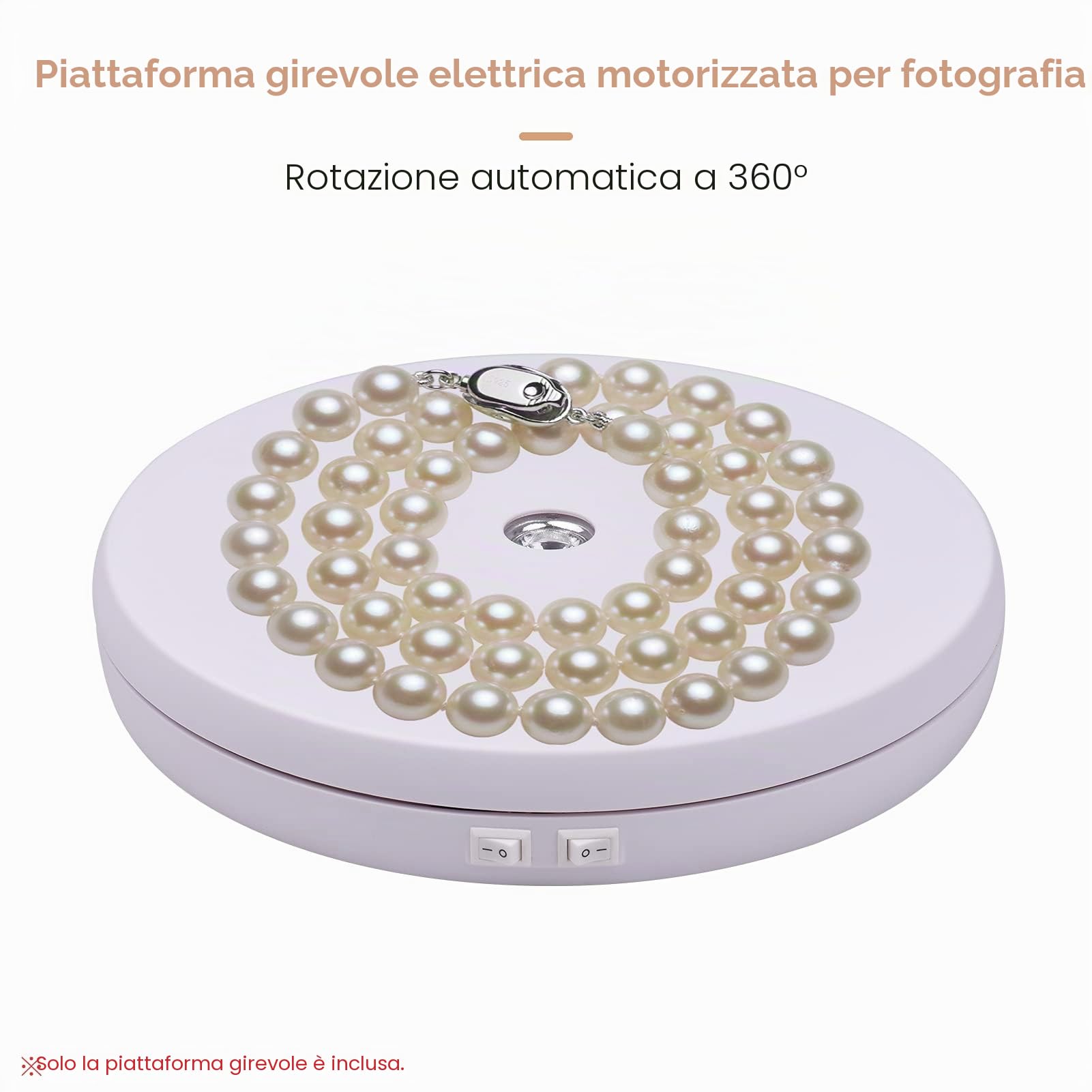 Andoer Giradischi elettrico motorizzato per fotografia Display girevole a 360 gradi con luce a LED per esposizione di orologi per gioielli da ripresa di prodotti