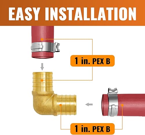Miniatura 100 de SUNGATOR Paquete de 2 codos de oreja Pex de 1/2 pulgada, sin plomo de latón, accesorios Pex de 1/2 pulgada, certificado NSF