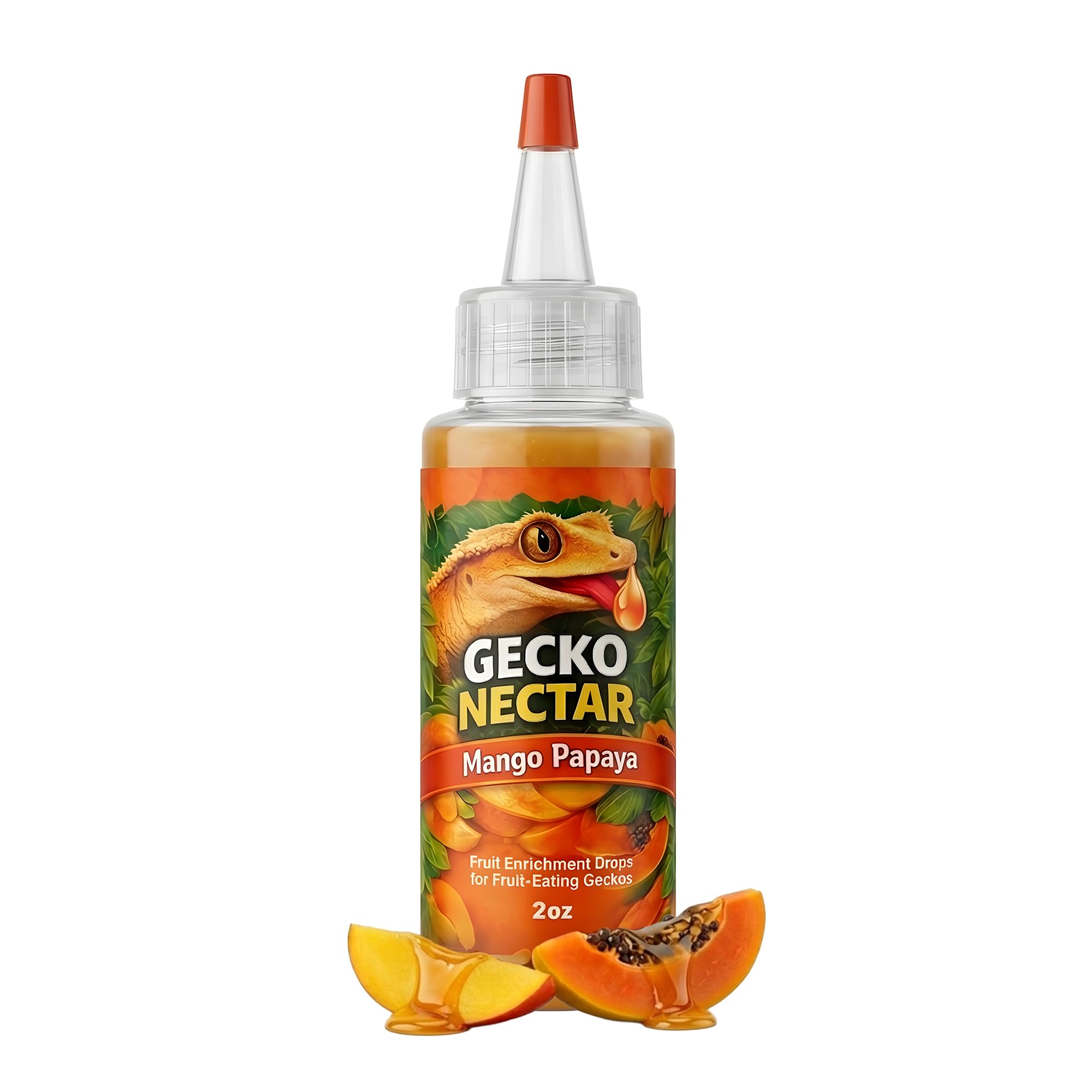 CTWPets Gecko Treat – Liquid Fruit Nectar Drops for Crested Gecko, Day Gecko & Gargoyle Gecko | Treat, Water Additive & CGD Mixer (2oz, Mango Papaya)