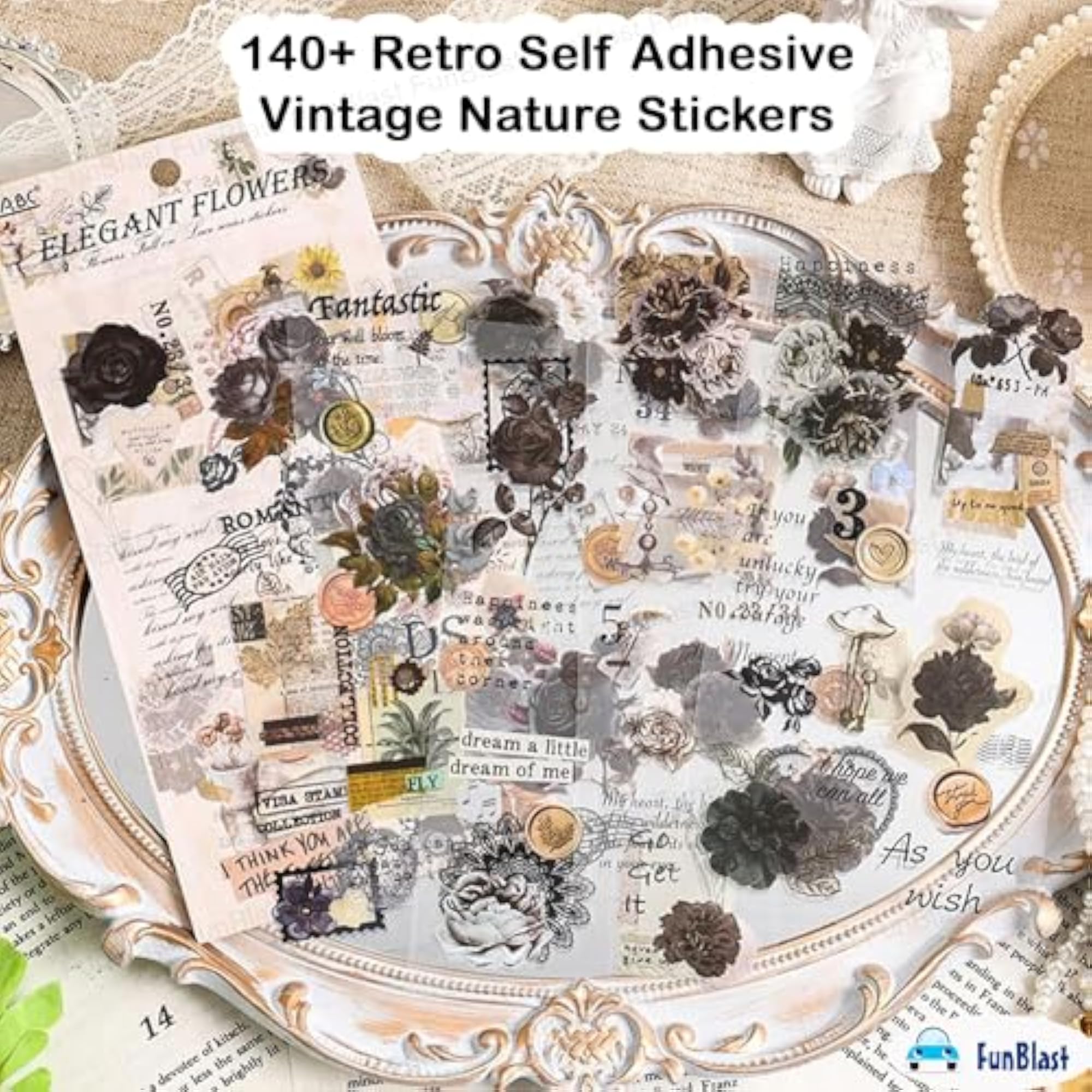 Kawaii Sticker Set - 2 Packets of Vintage Nature Stickers