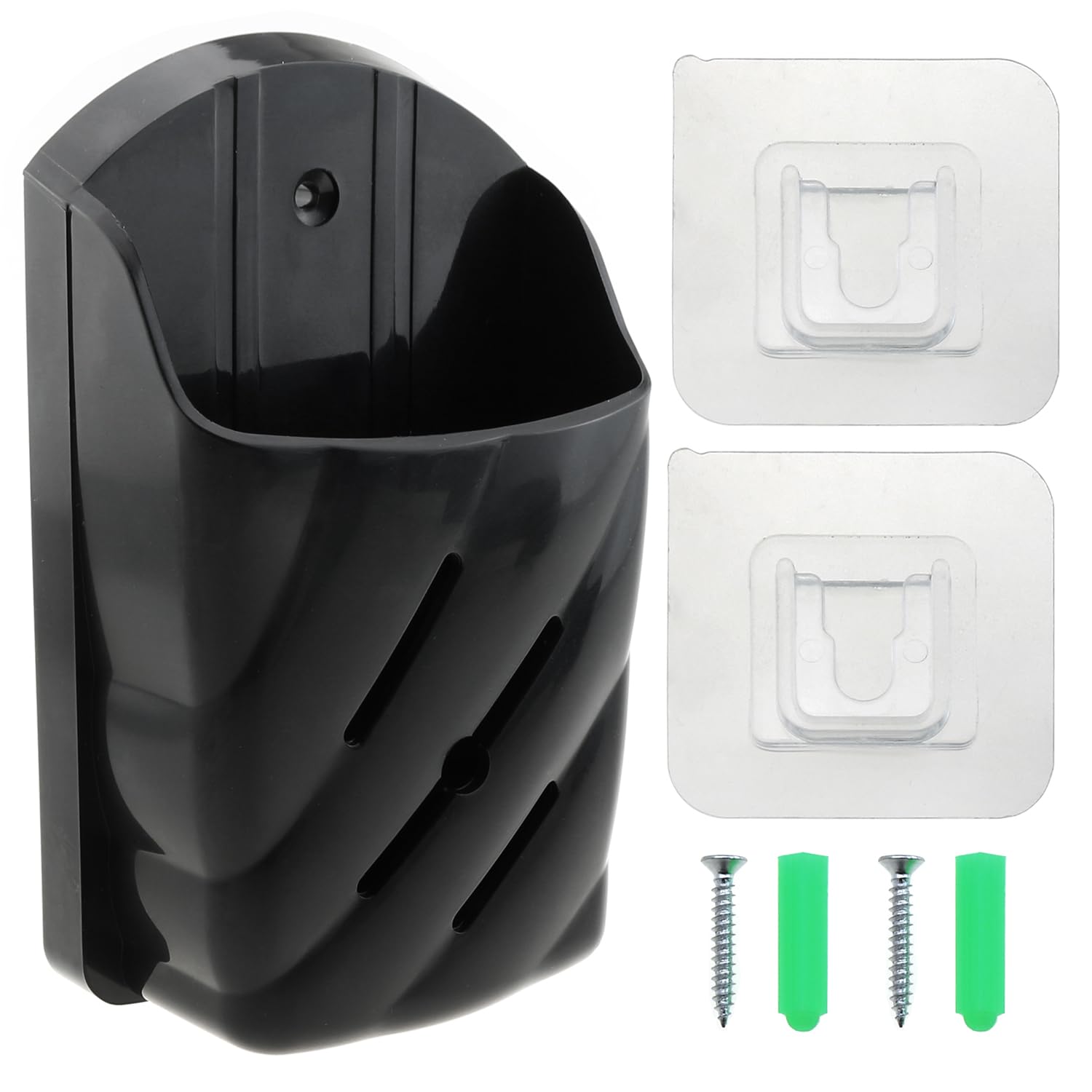 E-outstanding Black TV and Air Conditioning Remote Control Bracket Wall Mounted Organizer Rectangular Bedside Cabinet Placement Shelf Non-Punching