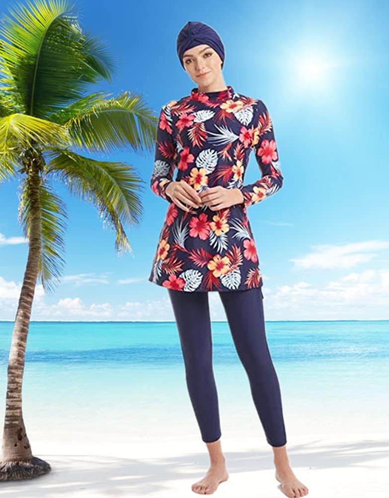 Muslim Swimming Suits for Women Full Coverage Plus Size Modest Islamic Burkini Swimwear with Hijab