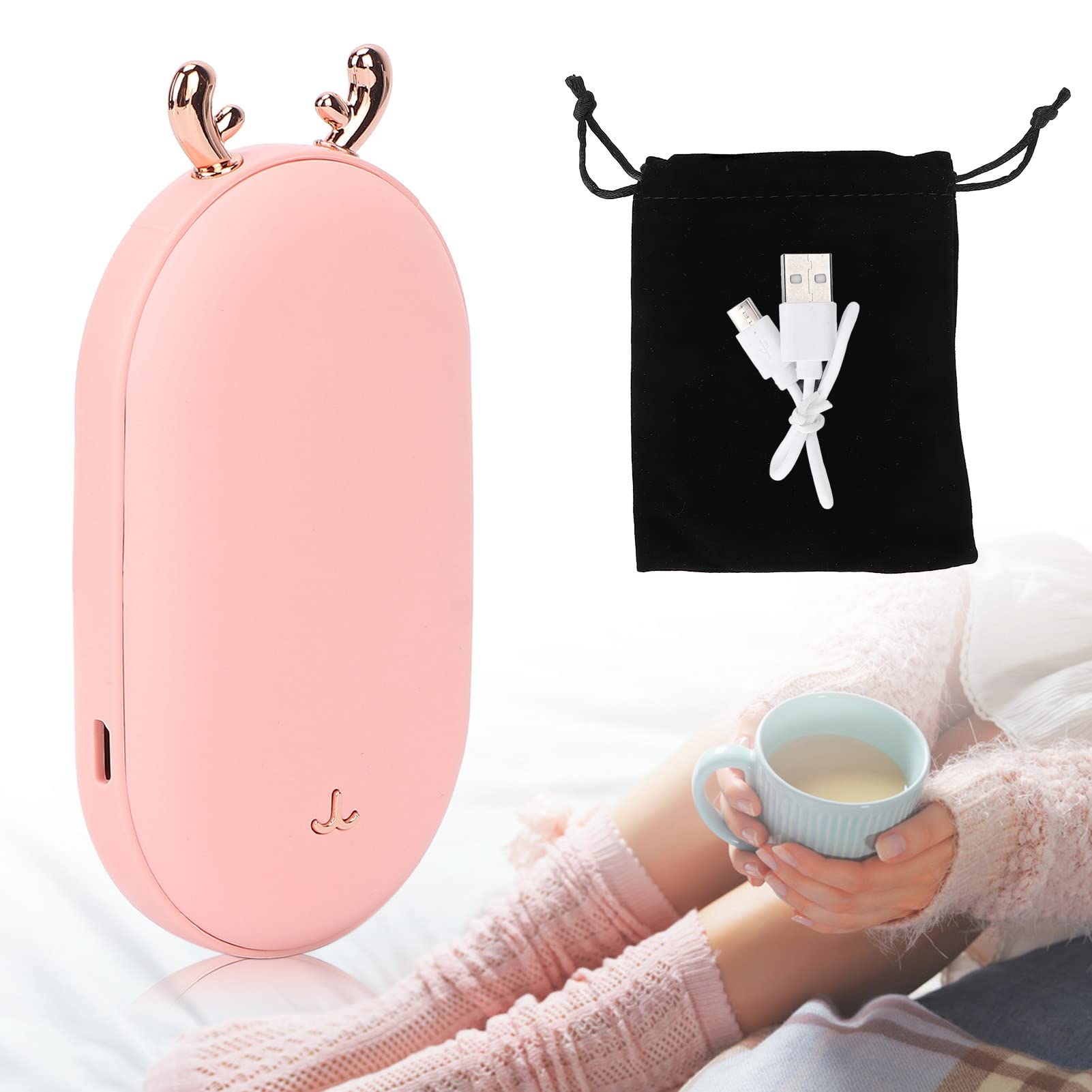 Calentador de manos recargable para hombres y mujeres, calentador de bolsillo portátil, calentamiento rápido, calor de doble cara, para actividades al aire libre, (Aceite en spray rosa)