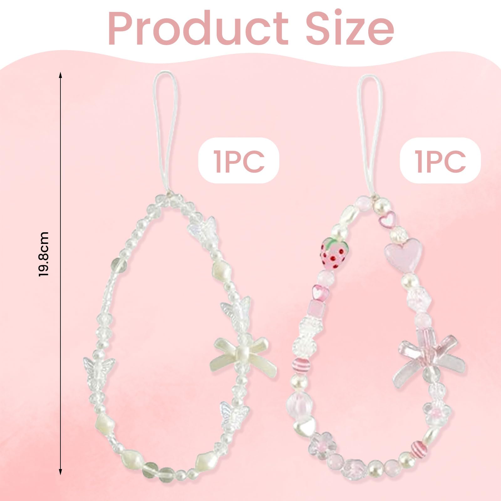 Yamobi Set Of 2 Y2K Mobile Phone Charms, Pearl Mobile Phone Chain