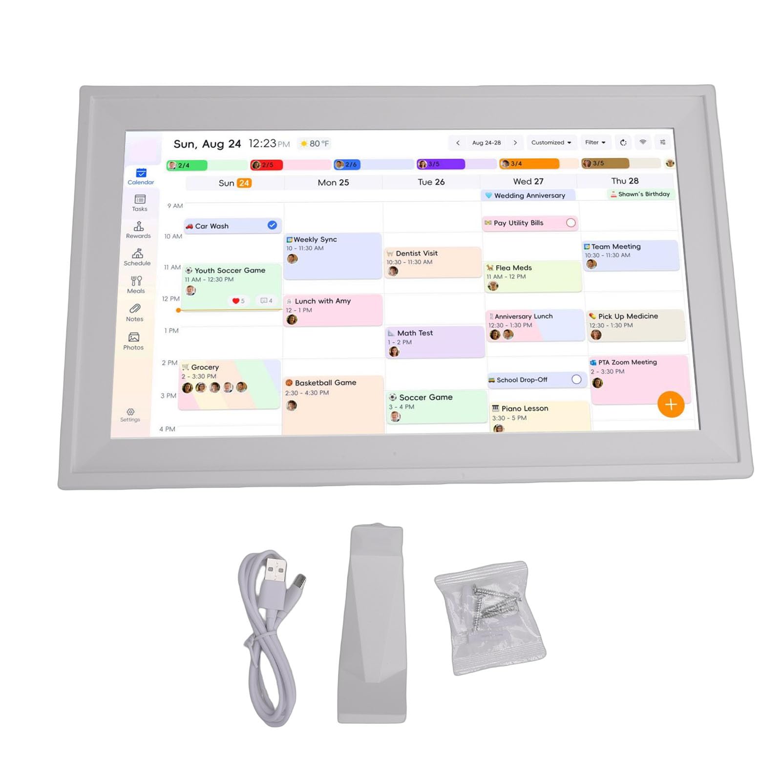 Grafico dei Lavori del Calendario Digitale WiFi Touch Screen da 15,6 Pollici per Famiglie con Allarme Forte