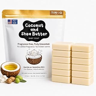 Fragrance Free Baby Bar Soap for Sensitive Skin | Unscented Natural soap bar for toddlers kids adults with gentle skin | Organic ING | Made in USA | 12 Bars (3.5 oz Each)