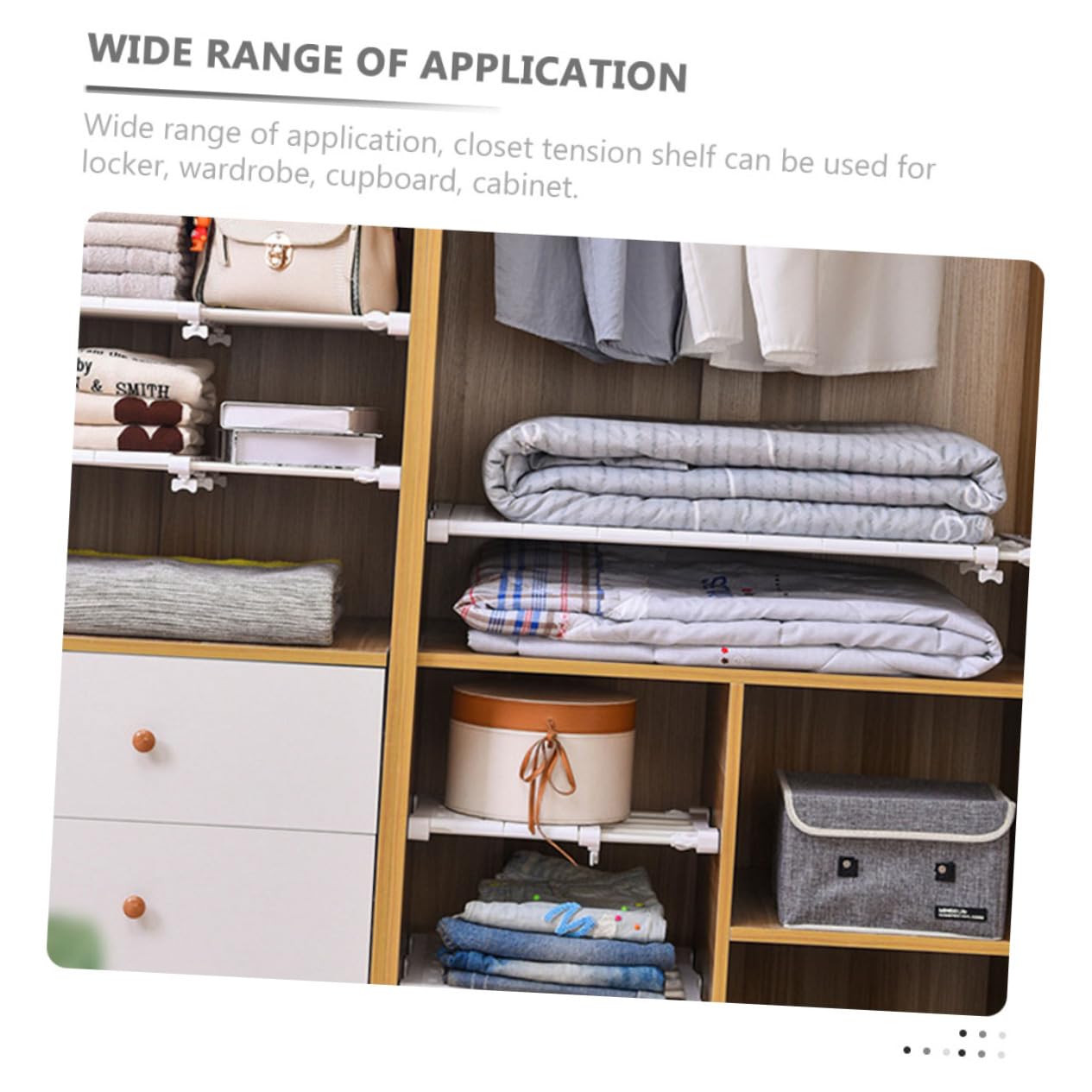 TEHAUX Expandable Closet Storage Rack Adjustable Tension Shelf Organizer for Cupboard