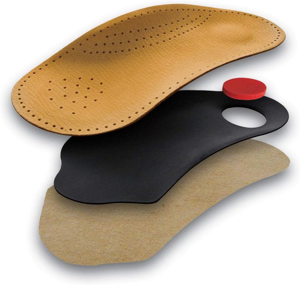 3/4 Light Orthotic Shoe Insoles Inserts Tacco Elastic – Light Arch Support and Shock Absorbing Pads – Vegetable Tanned Leather – Made in Germany (41 EUR/US L10-M8)
