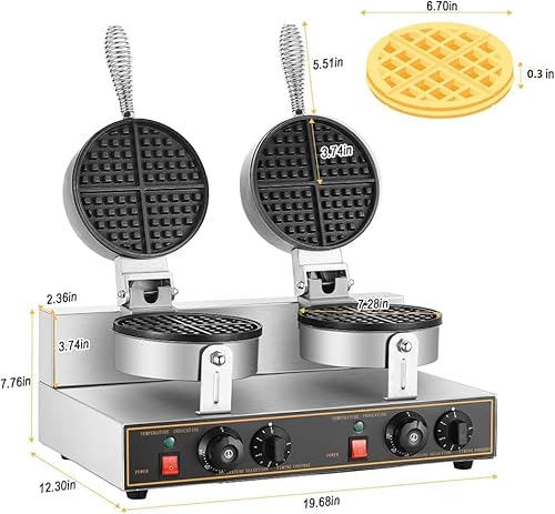 Mathowal 2400W Commercial Waffle Maker Double Waffle Irons Electric Nonstick Muffin Machine Suitable For Home，Snack Bar And Restaurant |Us Warehouse #TOP5