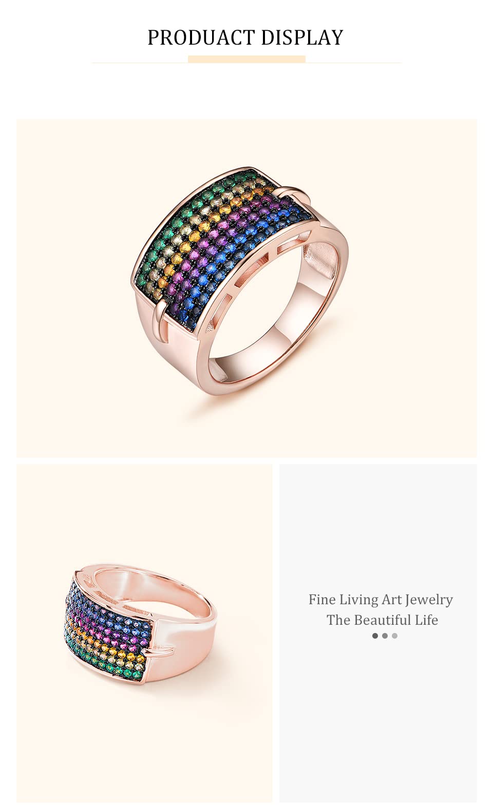 Anello di Cristallo Colorato in Argento Sterling 925 Moda Rosa E Oro per La Festa di Natale Nuziale Nuziale