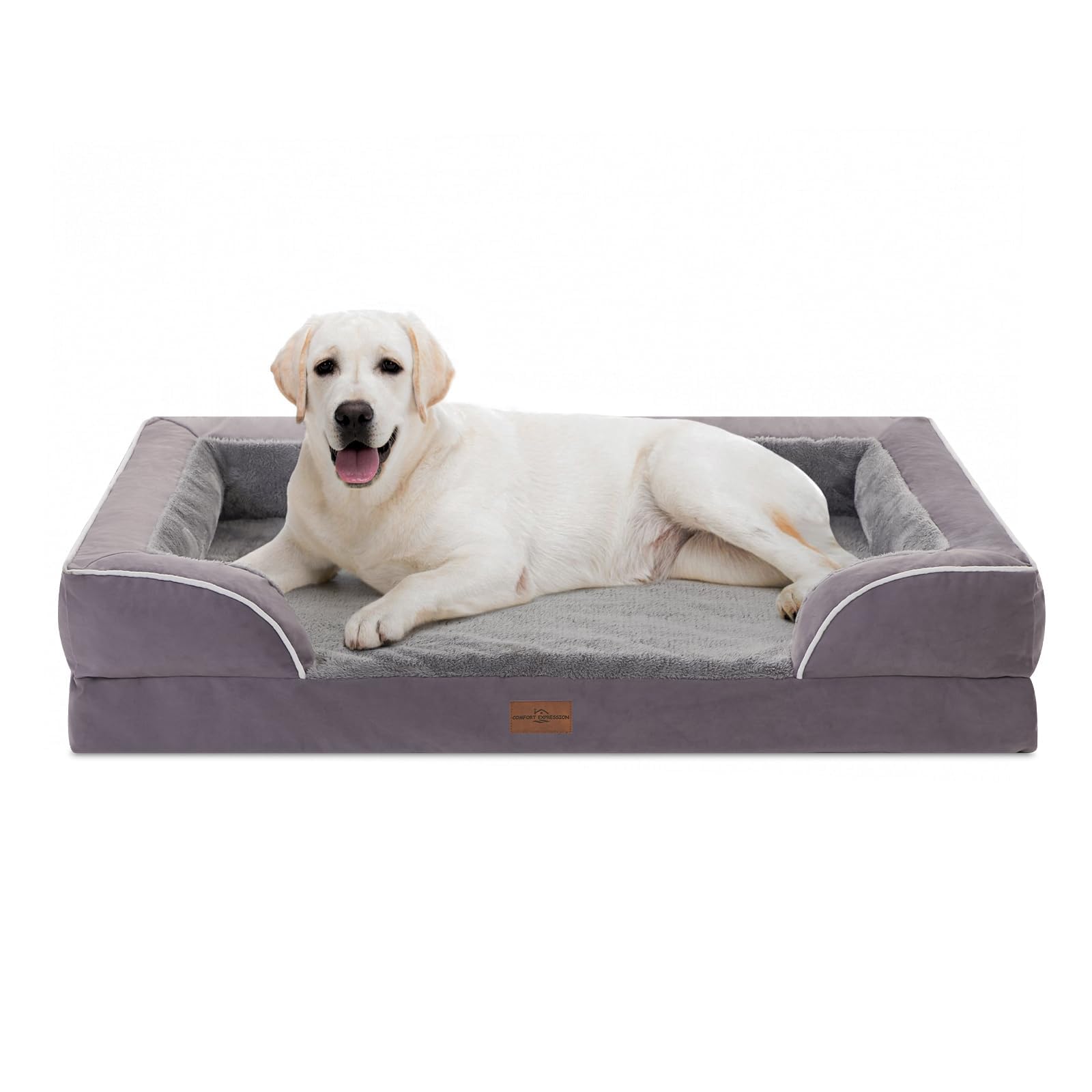 Comfort Expression Waterproof Orthopedic Foam Dog Beds for Extra Large Dogs Durable Dog Sofa Pet Bed Washable Removable Cover with Zipper and Bolster